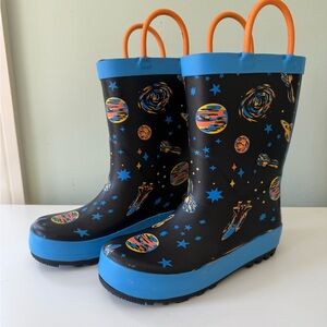 Target Kids' Cosmic Rain Boots - Black and Blue NWOT